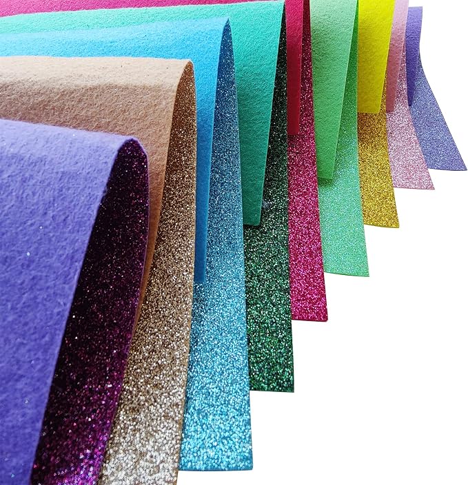 Glitter Felt, Glitter Sheets, 8 x12 inches Felt Glitter