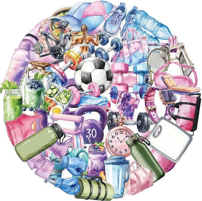 50Pcs Aesthetic Fitness Stickers, Waterproof Vinyl Workout Equipment