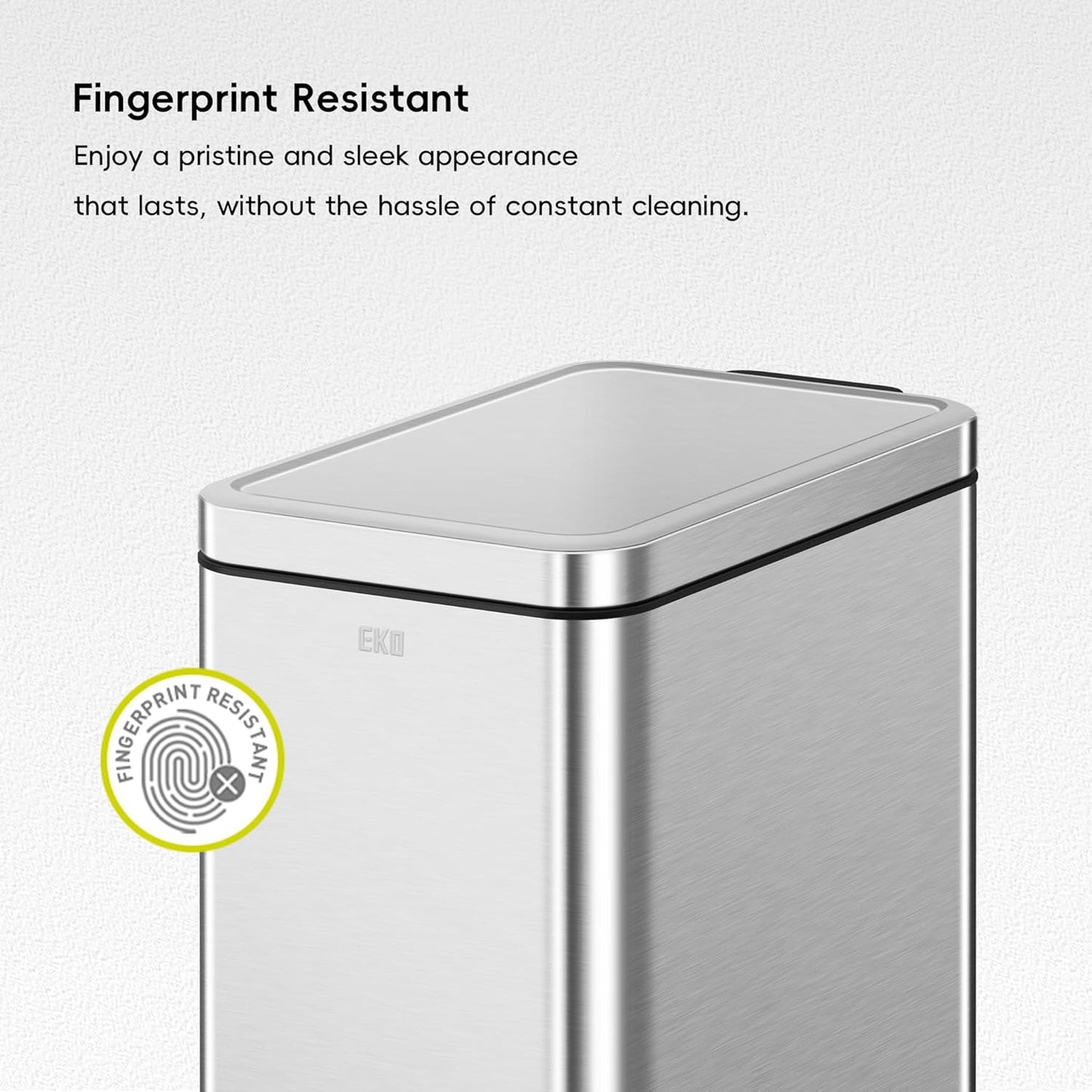 EKO Small Bathroom Trash Can with Lid Soft Close, Step Pedal, 6 Liter / 1.6 Gallon Stainless Steel Garbage Can with Removable Inner Bucket, Anti-Fingerprint Finish (Silver)