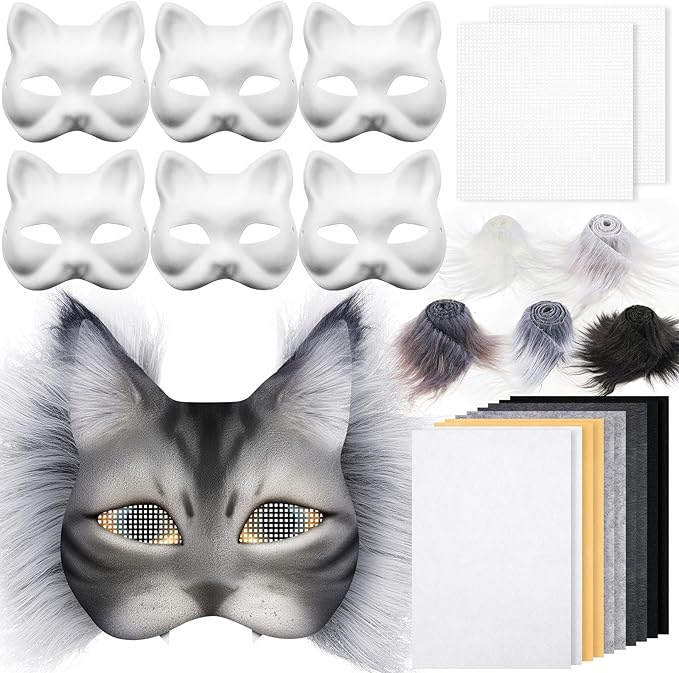 Seenelling DIY Therian Mask Kit Blank Cat Mask