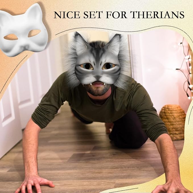 Seenelling DIY Therian Mask Kit Blank Cat Mask