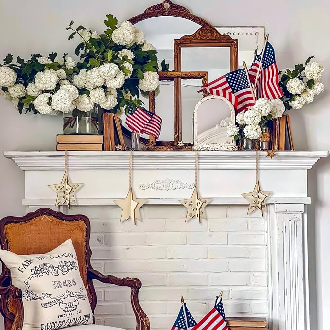 COCHIE DIY 3D 4th of July Stars Wood Crafts to Paint, Paintable Unfinished