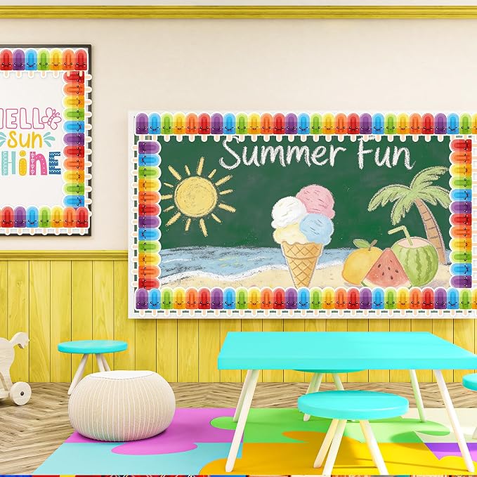 FYSUIMU 65.6 Ft Summer Bulletin Board Borders Ice Cream Border Classroom