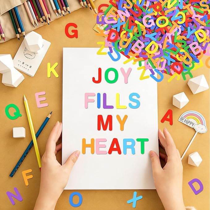 656 Pcs Foam Letter Stickers, Self-Adhesive EVA Alphabet Stickers Small 1 Inch
