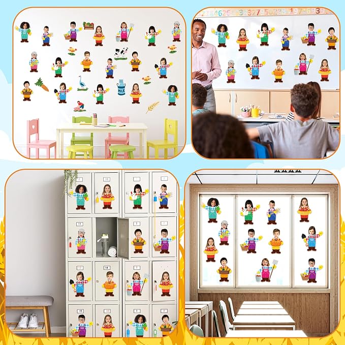 160Pcs Farm Animal Farmer Cutouts Back to School Bulletin Board Decoration Set
