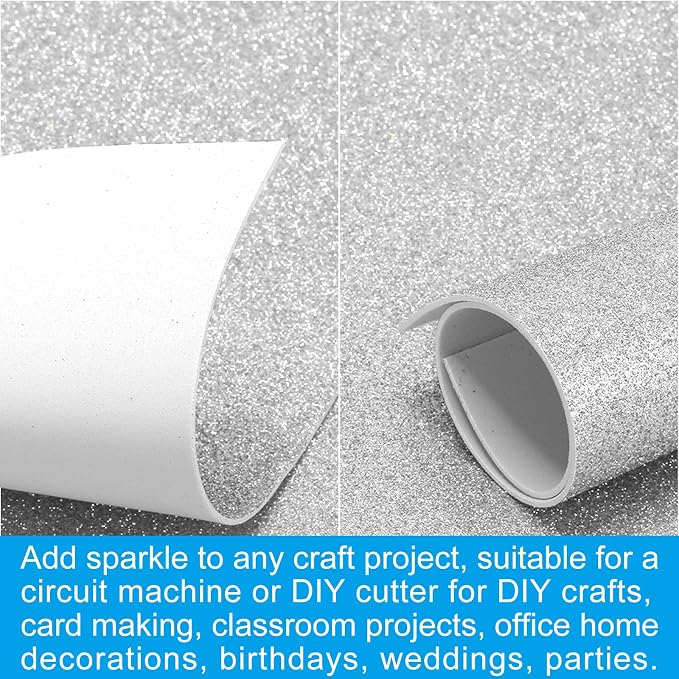 PATIKIL Silver Tone Shiny EVA Glitter Foam Sheet 11 x 8 Inch 2mm Thick