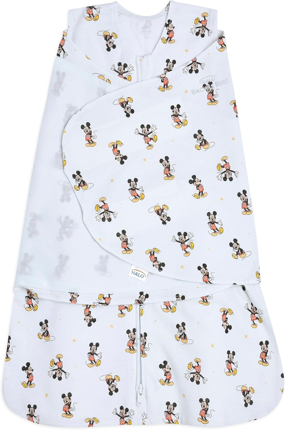 HALO Disney Baby 100% Cotton Sleepsack Swaddle, 3-Way Adjustable Wearable Blanket, TOG 1.5, Mickey Fun, Newborn, 0-3 Months