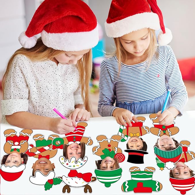 60pcs Christmas Theme Cutouts Gingerbread Man Bulletin Board Decoration Xmas