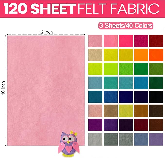 Reginary 120 Pcs 12 x 16 Inch Felt Sheets Bulk