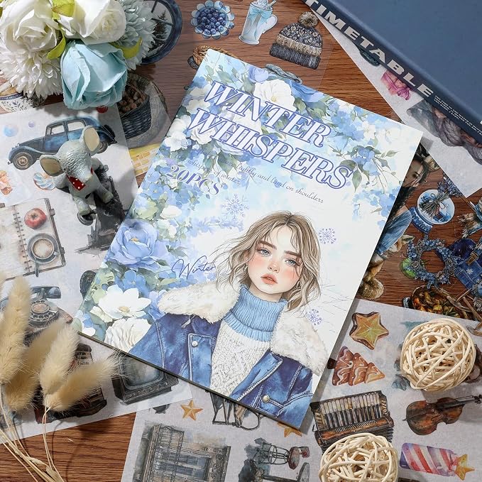 Winter Scrapbook Stickers 20 Sheets 240 Pre-Cut Washi Stickers