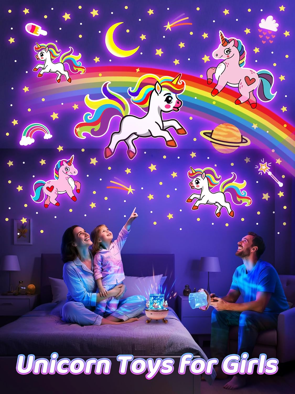 Carousel Night Light for Kids, 15 Music+15 Films+315 Colors Star Projector for Kids Night Light Projector,360°+Remote+1200mah Star Lights for Ceiling,Unicorn Toys for Girls Room Decor Christmas Gifts