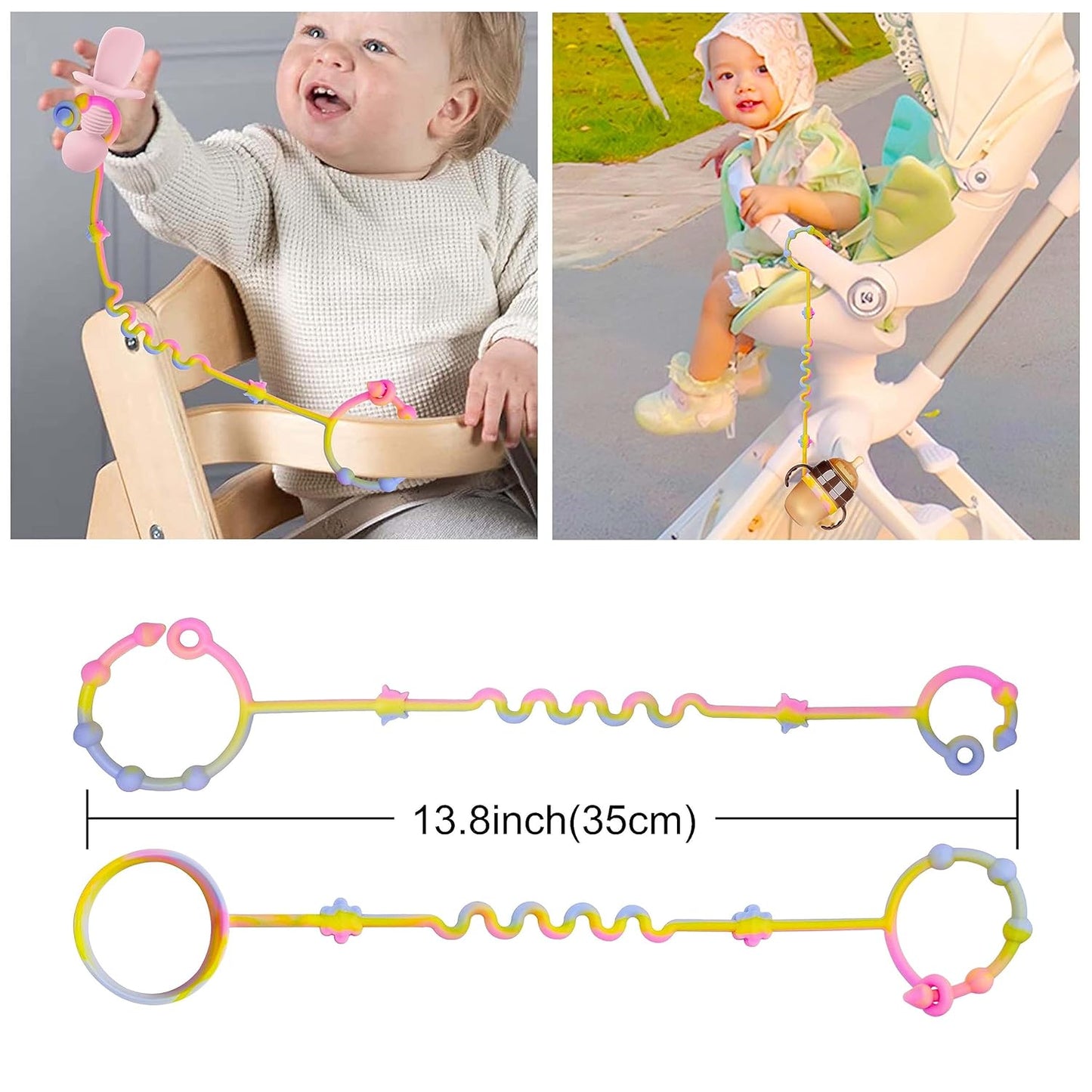 RTMOK Toy Straps for Baby,Silicone Setpacifier Clip,Applies to Car Seat Toy,Teether Toy,High Chair,Stroller Accessories,Baby Toy Clips,Cribs,Rocking Chair﻿