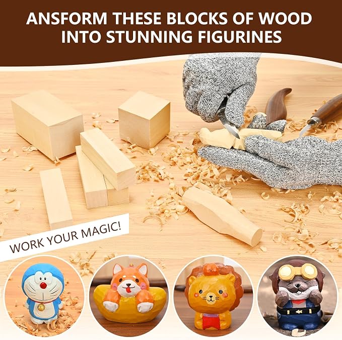 IMYMEE Basswood Carving Blocks-22PCS Whittling Wood Blocks Wood Carving Kit