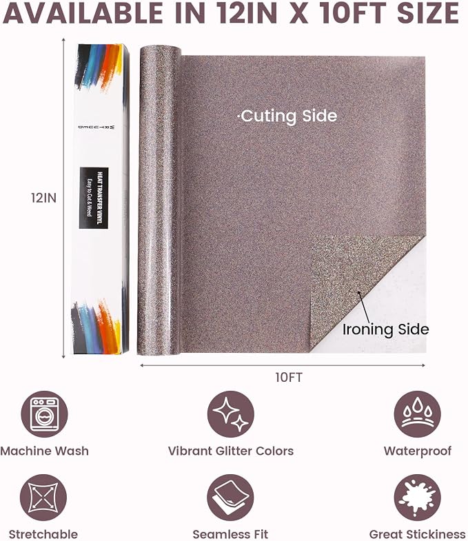 Glitter HTV Heat Transfer Vinyl Roll