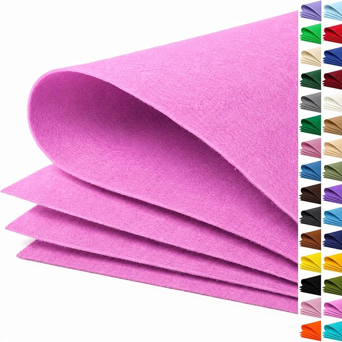 Lilac Large Felt Fabric 36" x 36", 1mm Stiff Felt Sheet, Nonwoven Fabric