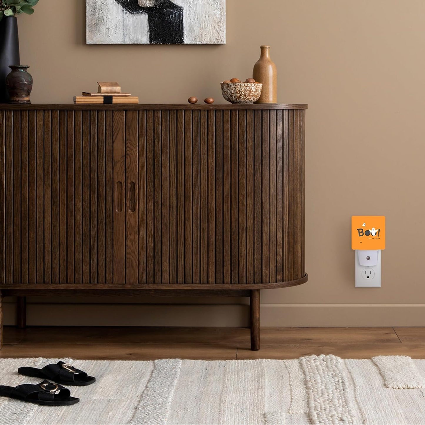 Happy Halloween Night Light,Boo! Ghost Night Lights Plug into Wall for Boys Girls Bedroom Decorative Half Round Nightlight Led Lamp 0.5W Sleep Friendly
