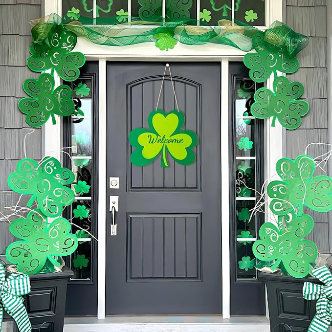 Large Size 12" Wooden Shamrock Ornaments to Paint, St. Patrick's Day Decoration