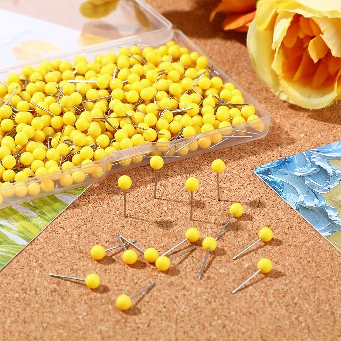 WILLBOND 500 Pack Map Push Pins Map Tacks Small Round Head Push Pins Thumb Tacks