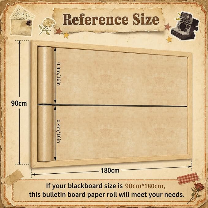 Vintage Parchment Bulletin Board Roll Non-Woven Fabric Poster 16in X 12ft |