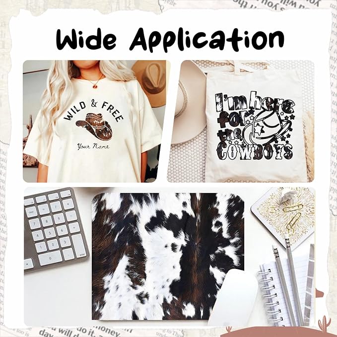 HTVSTD Cowhide Heat Transfer Vinyl 16 Sheets 12×10in Iron on Vinyl | Brown