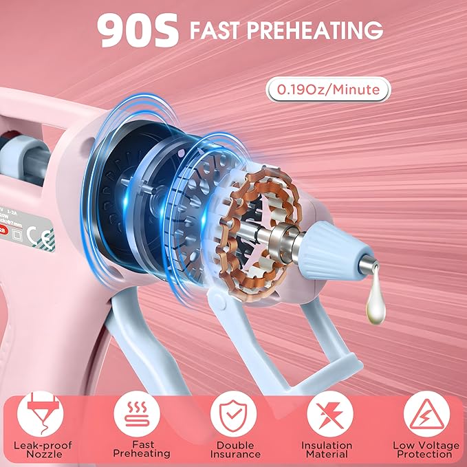 Cordless Hot Glue Gun, Fast Preheating