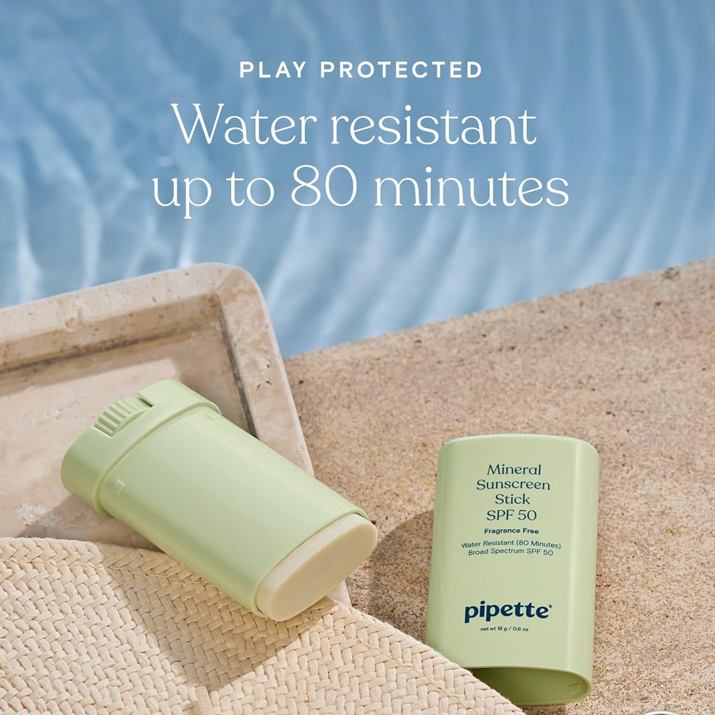 Pipette Baby Mineral Sunscreen Stick SPF 50, Broad Spectrum Sunblock with Non-Nano Zinc Oxide, Water Resistant UVB/UVA Sun Protection for Kids & Sensitive Skin, Perfect for Travel, 0.6 oz