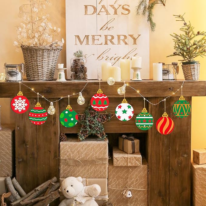 Wooden Christmas Ornaments to Paint Bell Decoration Cutouts Unfinished 36PCS