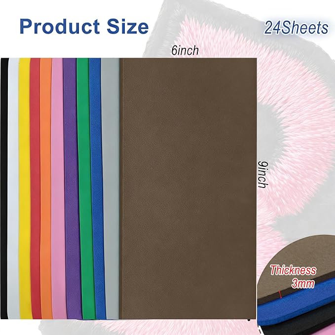24Pcs 3mm 3D EVA Foams Embroidery: 5.92x9in Embroidery Foam