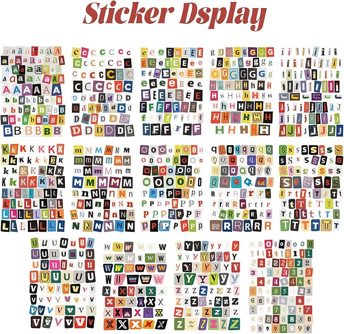 Letter Stickers Book-Scrapbook Supplies | 1500Pcs Vintage Ransom Alphabet