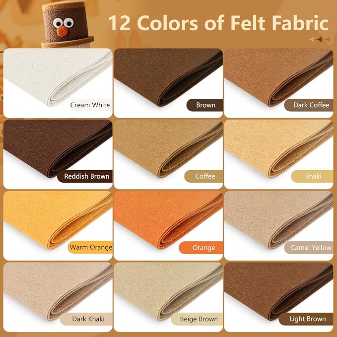 12 Rolls 8"x35" Large Stiff Felt Sheets, 1mm Felt Fabric Sheet