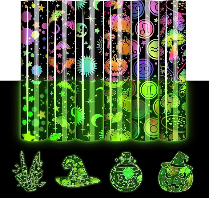 Tintnut Halloween Glow in the Dark HTV Vinyl, easy cut & weed, stretch washable