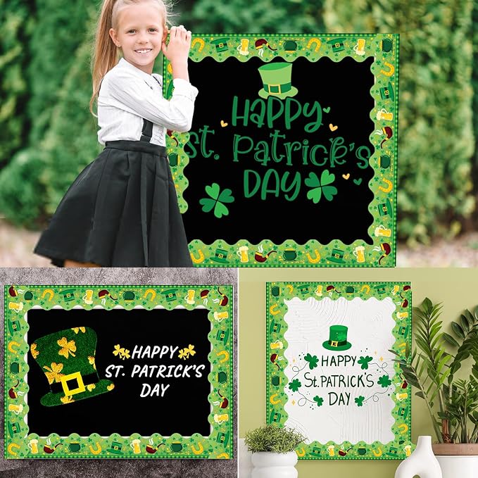 69 Feet St Patricks Day Bulletin Board Borders Lucky Shamrock Clover Rainbow