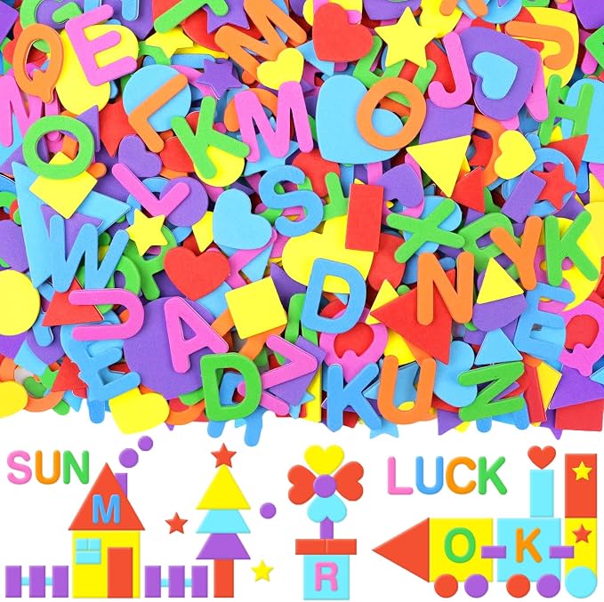 1488Pcs Foam Stickers, 8Colors Foam Shape Letter Stickers