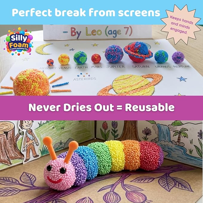 Silly Foam, Creative Modeling Foam Beads, No-Slime No-Mess, Arts & Crafts