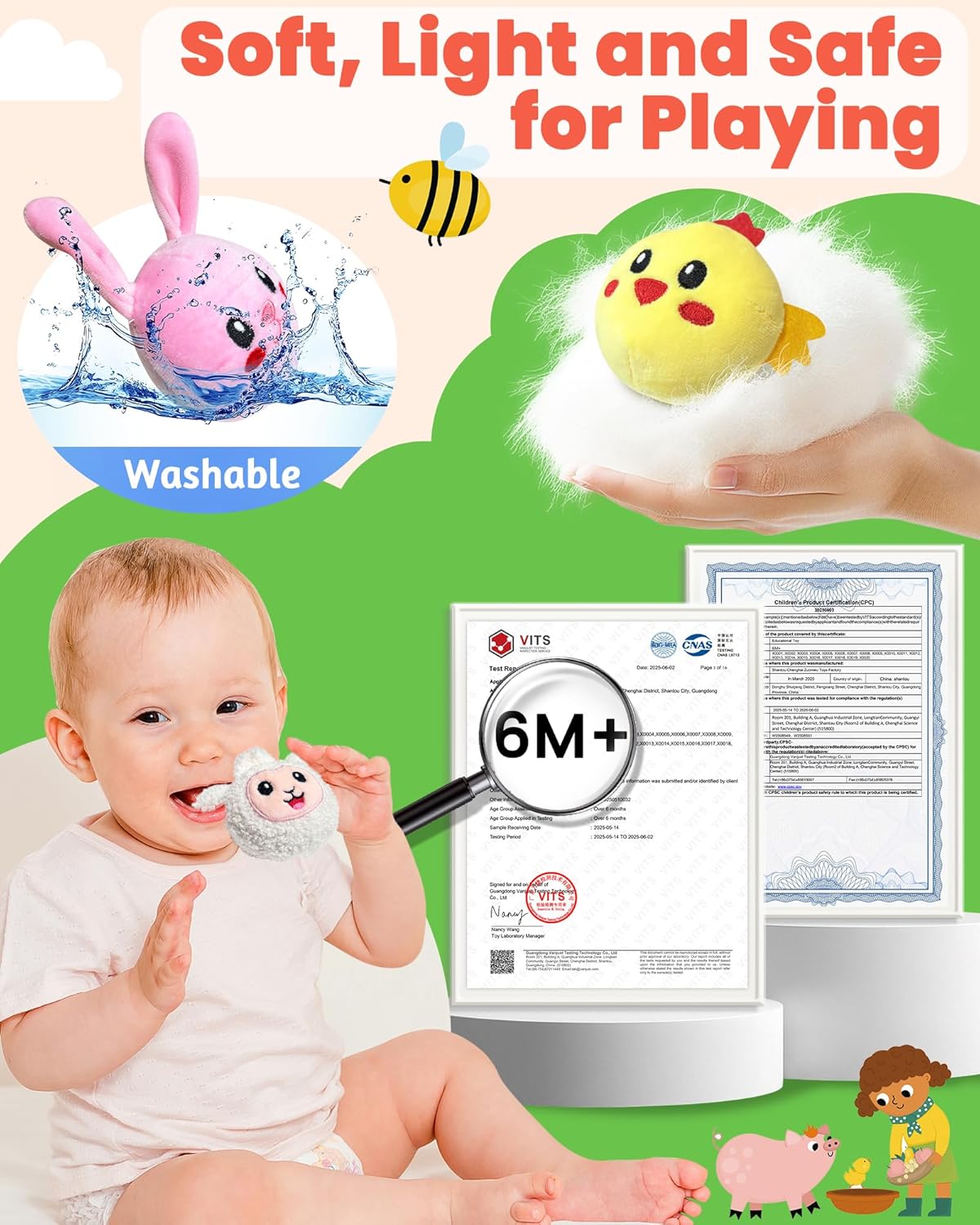 Baby Toys 6-12 Months - Infant Barn Toy with Stuffed Farm Animals, Rattle, Crinkle, Squeak, Mirror - Montessori Sensory Toys for 6 7 8 9 10 12 Month Old Babies, 1 Year Old Baby Boy Girl Gifts