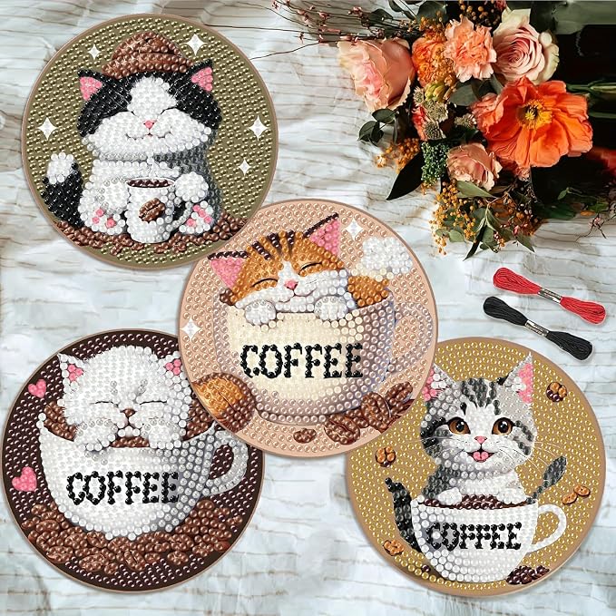 Clendo 8 PCS Diamond Art Coasters