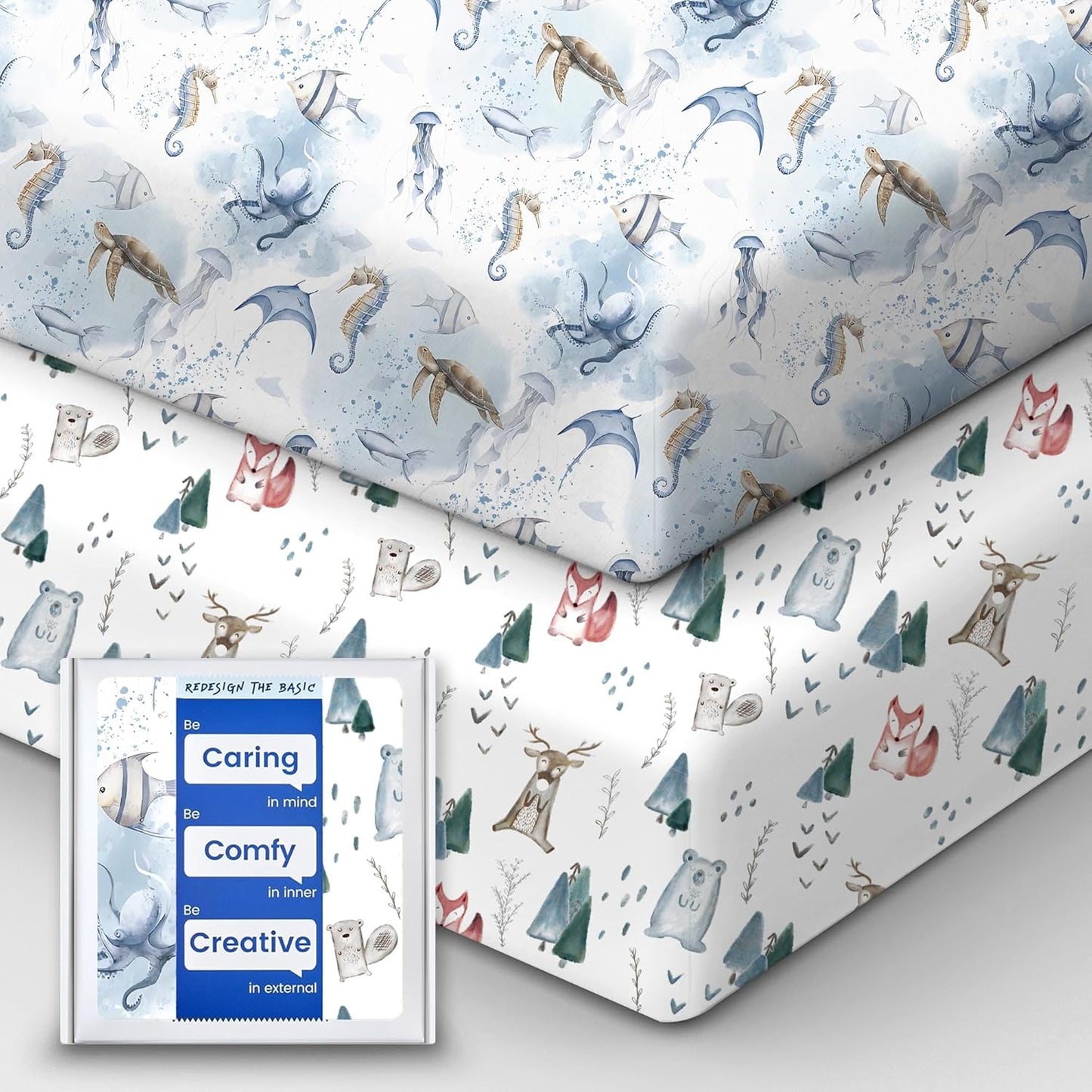 Baby Crib Sheets Boy Girl for Standard Crib Mattress - Ultra Soft Jersey Knit Neutral Crib Mattress Sheet, Safe and Snug, Durable, Stylish Crib Sheet Fitted, 28''x52''x9'' Extra Deep Pocket