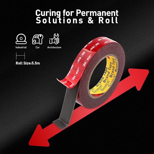 3M Double Sided Tape, Heavy Duty, 1” x 18Ft, Waterproof Foam Mounting Tape