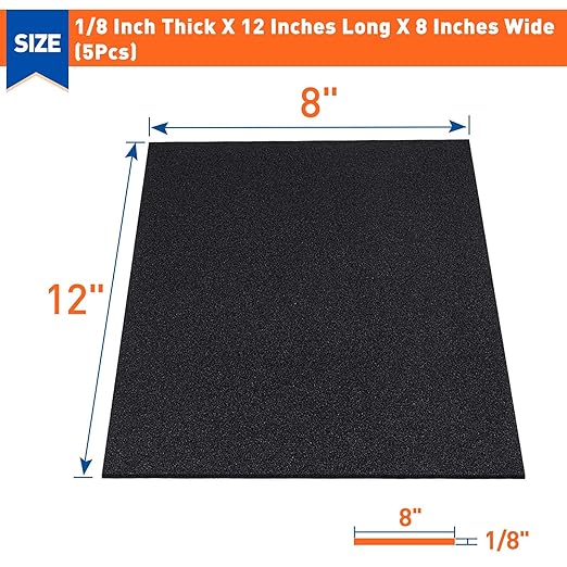 MAGZO 5Pcs Adhesive Foam Padding 1/8 in Thick X 12 in X 8 in | Closed Cell