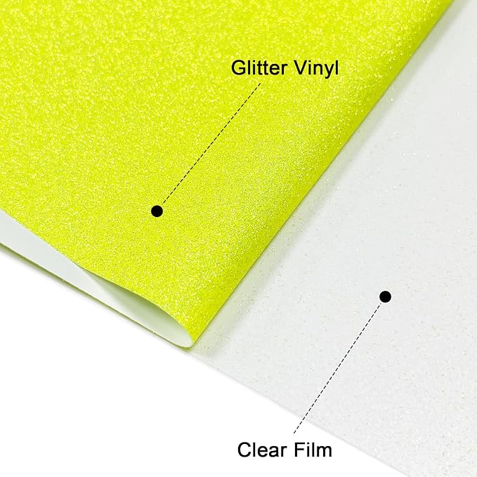 Efuncro- Fluorescent Yellow Glitter HTV Heat Transfer Vinyl