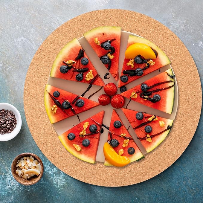 Boao 6 Pcs 12 Inch Large Cork Plant Coaster Round Cork Mat Trivet Absorbent