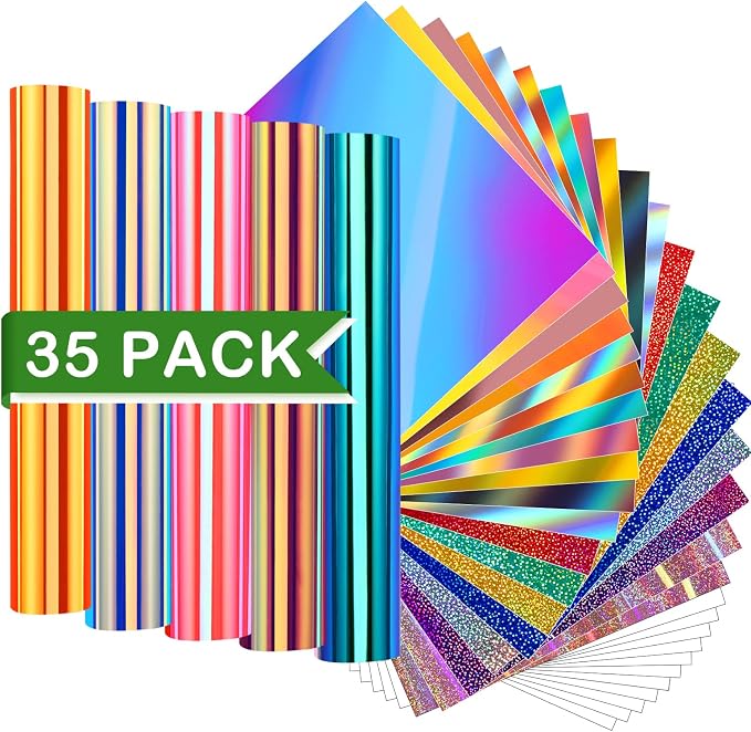 WRAPXPERT Holographic Permanent Vinyl Adhesive 35 Sheets Bundle-24 Vinyl Sheets