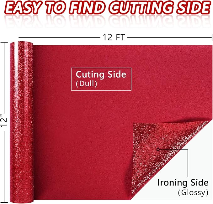TORC Red Glitter HTV Red Heat Transfer Vinyl HTV Rolls