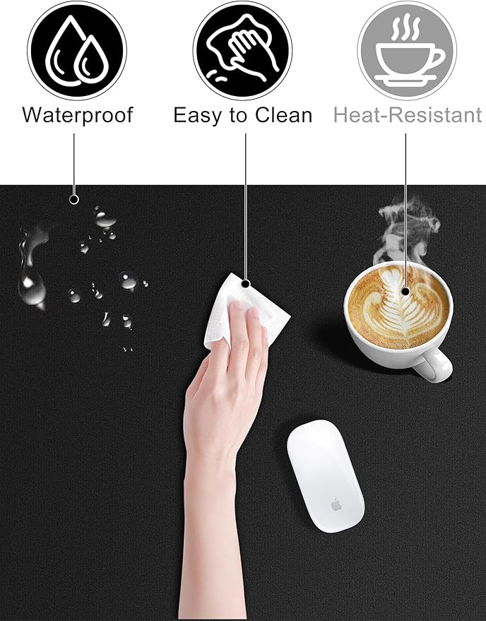 TopMade Mouse Pad with 15W Wireless Charging, Gaming Mousepad Home Office Large Desk Pad with Ultra-Smooth Surface, Non-Slip Base, Waterproof Keyboard Pad, Classic Black Desk Mat