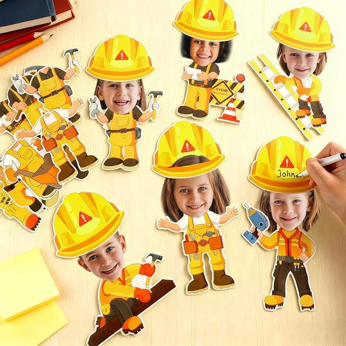 60pcs Construct Theme Cutouts Construction Helmet Bulletin Board Decorations