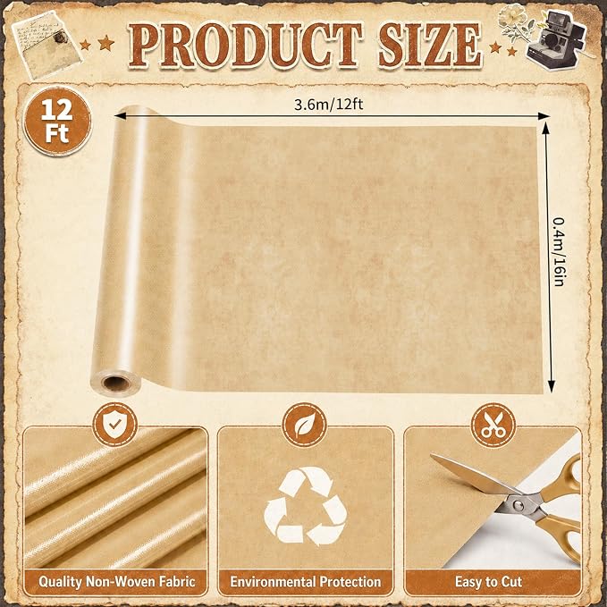 Vintage Parchment Bulletin Board Roll Non-Woven Fabric Poster 16in X 12ft |