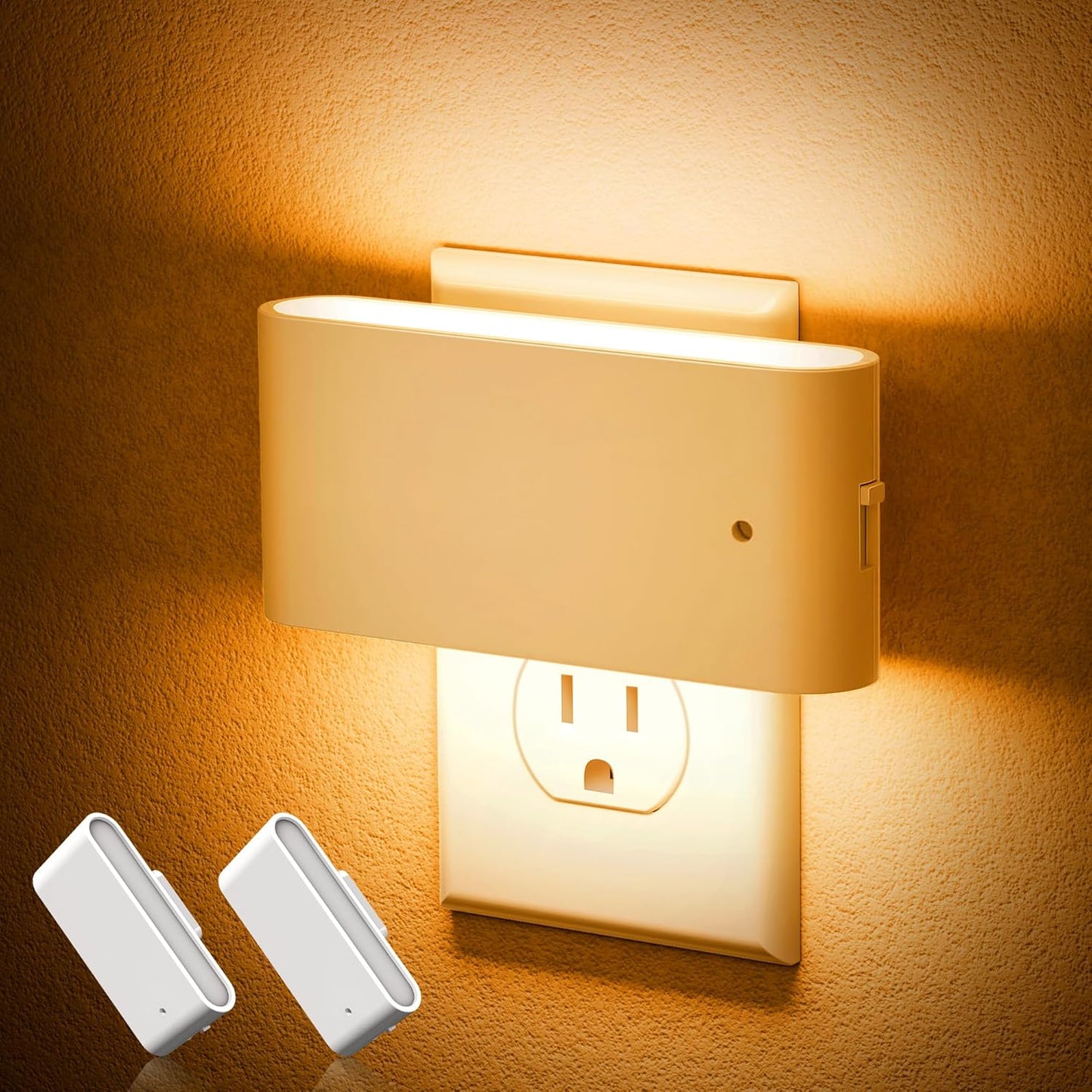 JandCase LED Night Lights Plug into Wall, Amber Night Light with Dusk to Dawn Light Sensor, Dimmable Night Light Plug in [2 Pack], 1800K Amber Nightlight for Bedroom Hallway Kids Room Kitchen