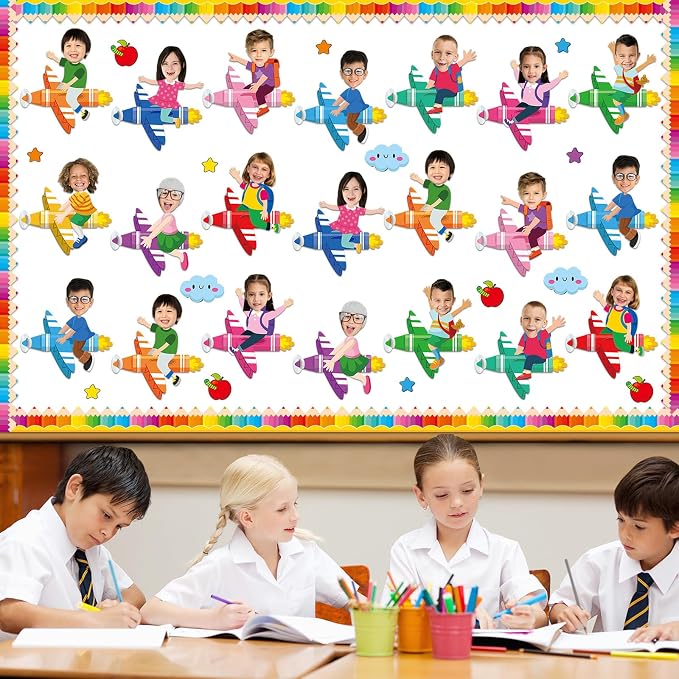 gisgfim 80Pcs Crayon Cutouts Back to School Decoration Bulletin Board Colorful