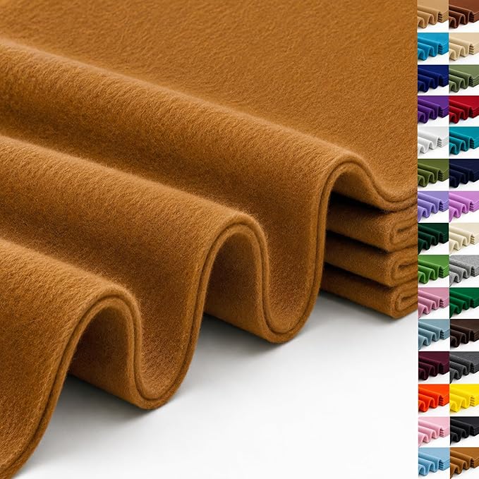Antique Gold Large Felt Fabric 36" x 36", 1.4 mm Soft Felt Sheet, Nonwoven