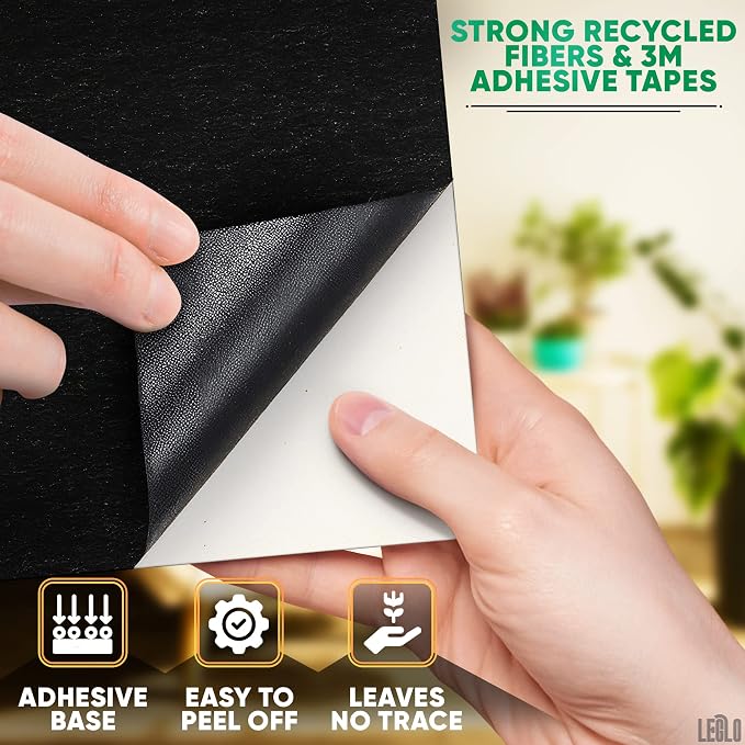 LEGLO Black Felt Sheets 12 Pcs, Sticky-Back A4 Craft Fabric, 8.3 x 11.8 in |